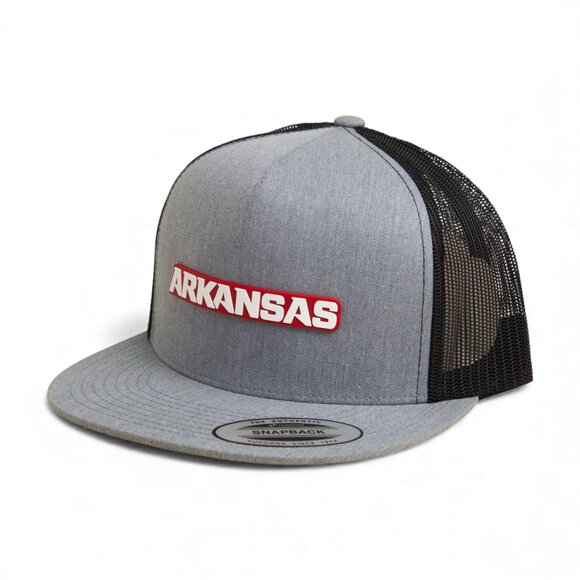 Arkansas Razorbacks ARKANSAS White Snapback Flat Bill Trucker Hat- Heather Grey - Picture 2 of 3